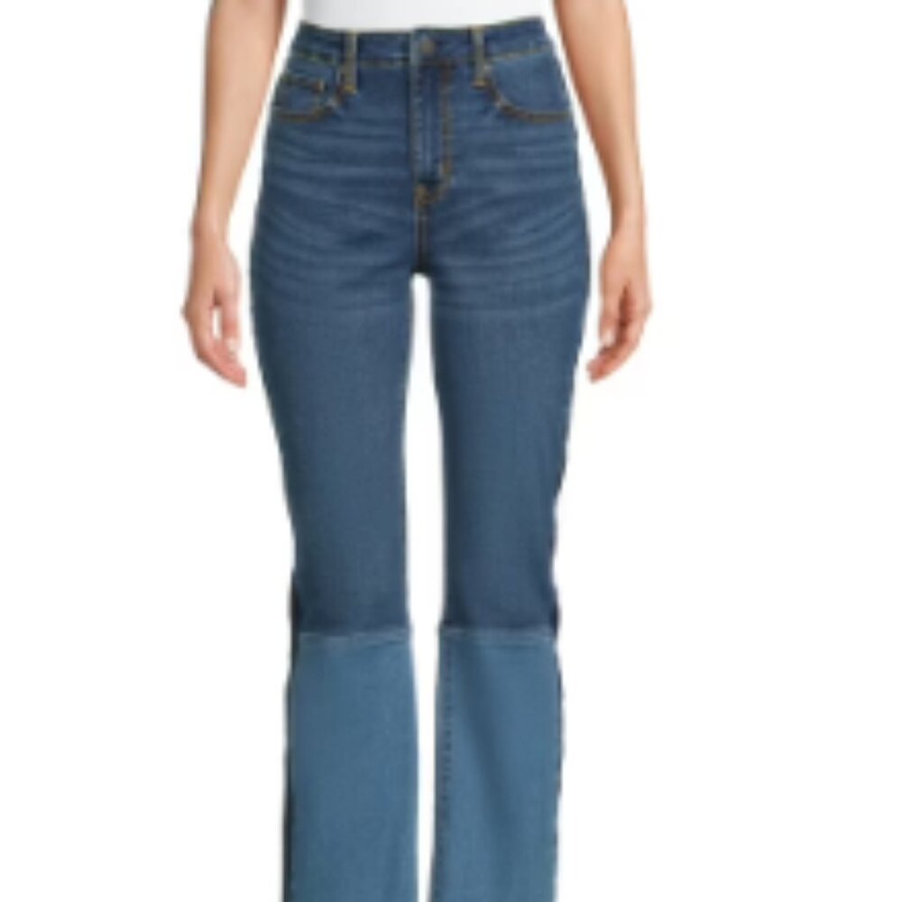 Time and Tru Women's High Rise Medium Wash Three Tone Bootcut Jeans, size 4 NWT